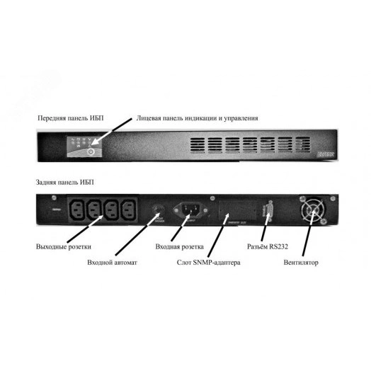 Источник бесперебойного питания Intelligent II 800RM1U.  Высота 1U, Rack Mount, line-interactive, 800 Ва/500Вт, фаза 1/1,  4 шт. IEC320 - С13, RS-232, слот для SNMP-карт