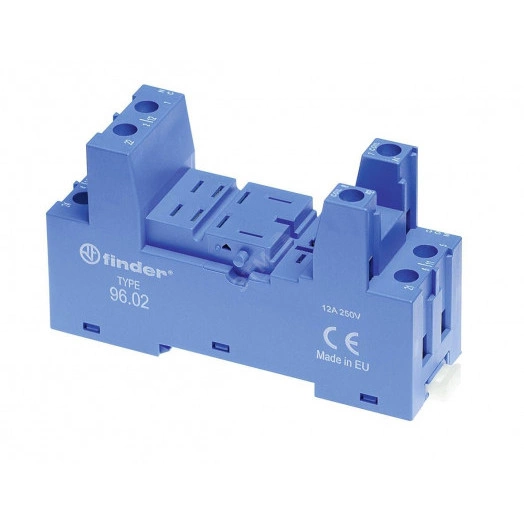 Розетка с винтовыми клеммами (с зажимной клетью) для реле 56.32, применяются модули 86.30, 99.02, в комплекте пластиковая клипса 094.91.3, версия: синий цвет