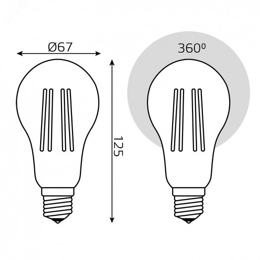 Лампа светодиодная филаментная LED 27 Вт 2900 лм 4100К А70 груша нейтральный E27 AC 185-265В IP20 Basic Gauss