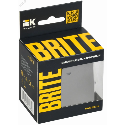 BRITE Выключатель карточный 30А ВС10-1-8-БрС сталь IEK