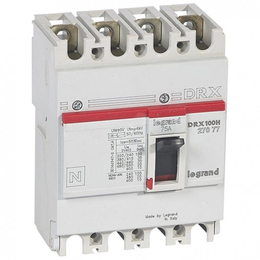 Выключатель автоматический в литом корпусе фиксированный 75А четырехполюсный, 36кА