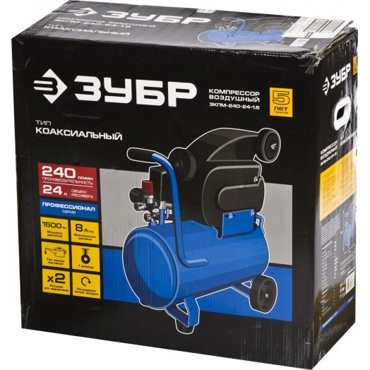 Компрессор воздушный, 240 л/мин, 24 л, 1500 Вт