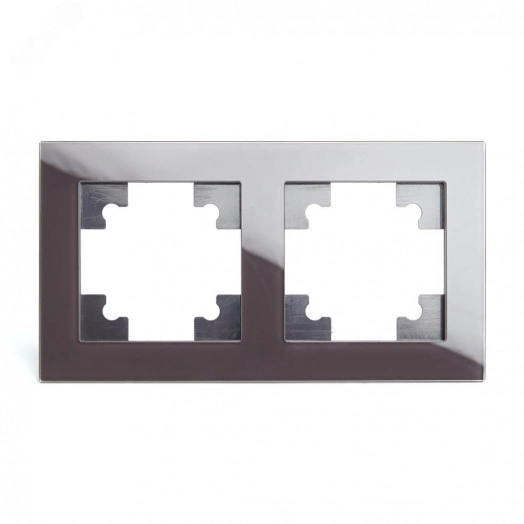 Рамка двухместная горизонтальная, серия Катрин, шоколад,