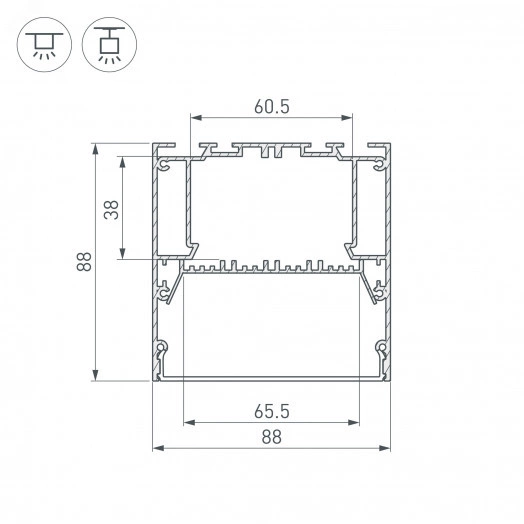 Профиль ARH-POWER-W88-2000 ANOD (, Алюминий)