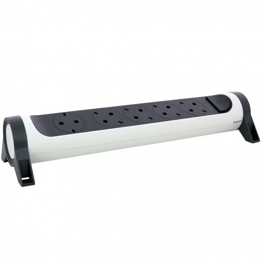 Удлинитель с поворотным основанием серии  Комфорт  5 x 2К+З без кабеля., цвет: бело-черный