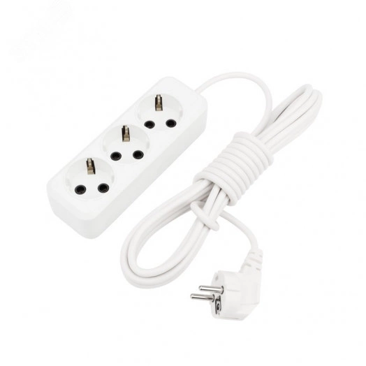 Удлинитель 3 гнезда, 5 м, 3х1.0 мм, с/з, белый