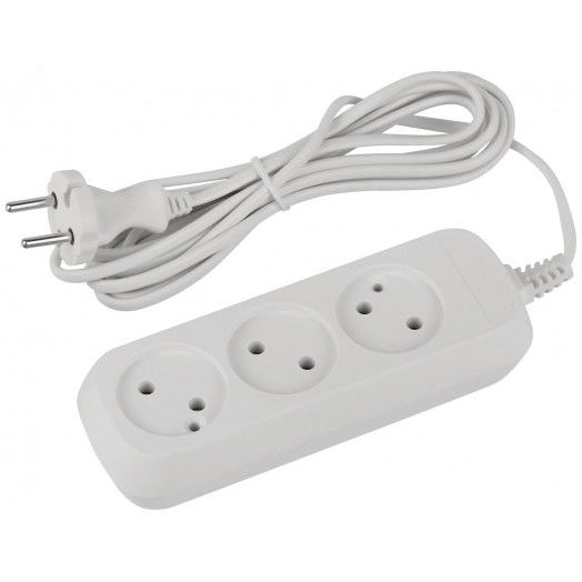 Удлинитель электрический 3 розетки без заземления 3м ШВВП 2x0.75мм2 UDL-6-330 Greenline ЭРА