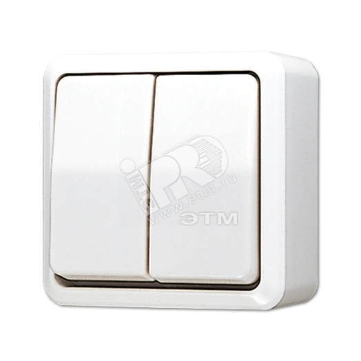 Выключатель для накладного монтажа сдвоенный  белый