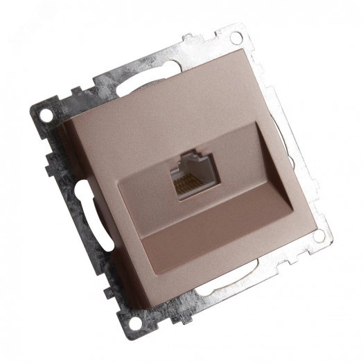 Розетка компьютерная 1-местная RJ-45 (механизм), серия Катрин, шампань