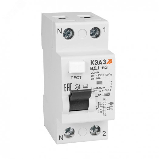 Выключатель дифференциального тока (УЗО) без защиты от сверхтоков 2П 50А 100мА ВД1-63-2350-АС-УХЛ4-