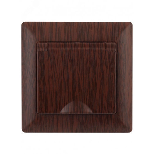 Розетка Intro Solo 4-207-10 с заземлением 2P+E Schuko с крышкой шторками, 16А-250В, IP20, СУ, венге