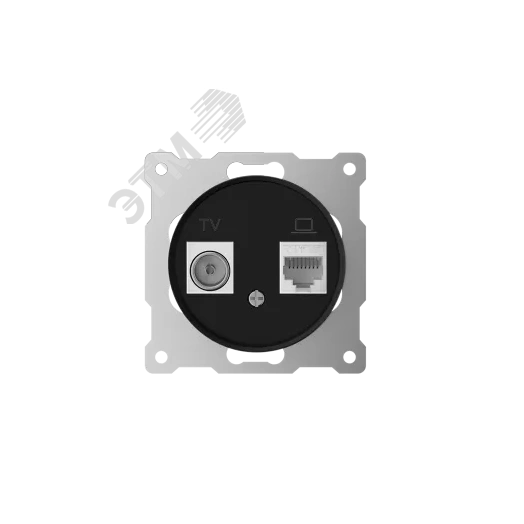 Розетка двойная антенна/компьютер TV/RJ45 кат.5e, цвет черный (серия Florence)
