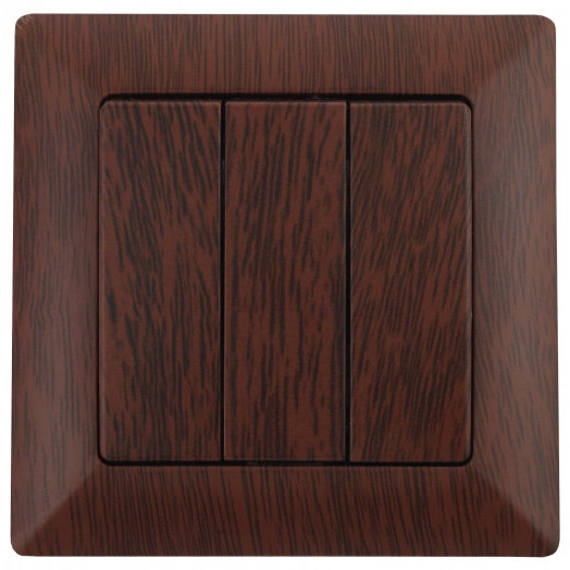 Выключатель Intro Solo 4-106-10 трехклавишный 10А-250В, IP20, СУ, венге