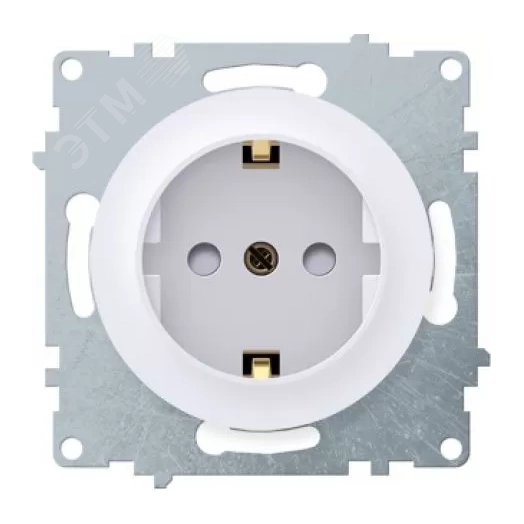 Розетка с заземлением, защитные шторки, винтовые контакты, цвет белый (серия Florence)