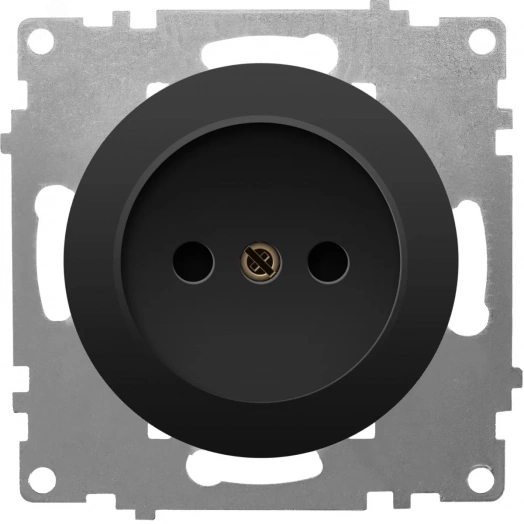 Розетка без заземления, винтовые контакты, цвет чёрный (серия Florence)