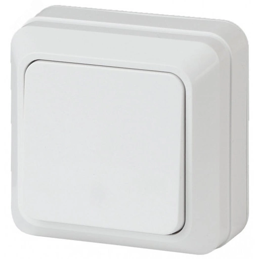 Выключатель Intro Quadro 2-101-01 одноклавишный 10А-250В, IP20, ОУ, белый