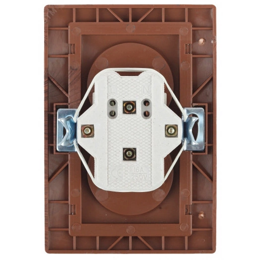 Розетка Intro Plano 1-204-10 без заземления двойная 2х2P, 16А-250В, IP20, СУ, венге