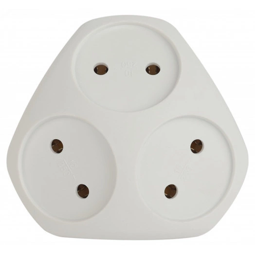 Разветвитель электрический SPx-3e-W на 3 розетки с заземлением 16А белый