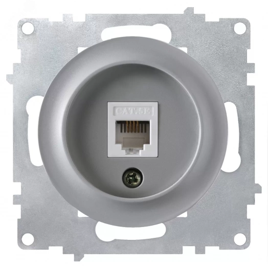 Розетка компьютерная 1xRJ45 кат.5e, цвет серый (серия Florence)