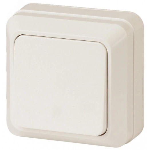 Выключатель Intro Quadro 2-101-02 одноклавишный 10А-250В, IP20, ОУ, слоновая кость