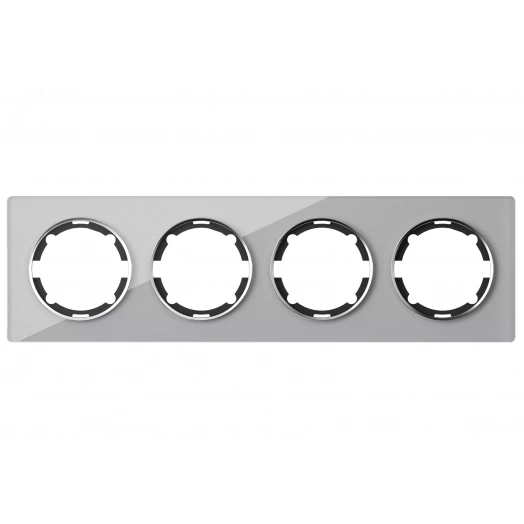 Рамка горизонтальная стеклянная на 4 прибора, цвет серый