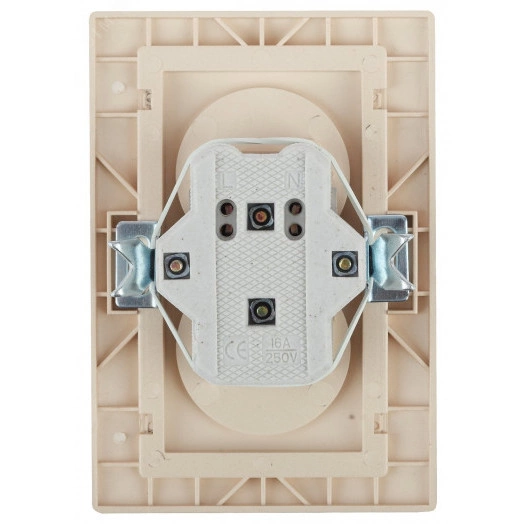 Розетка Intro Plano 1-204-04 без заземления двойная 2х2P, 16А-250В, IP20, СУ, Plano, шампань