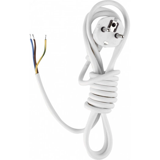 Шнур сетевой с вилкой ПВС 3х0,75-81 белый 2,2 м