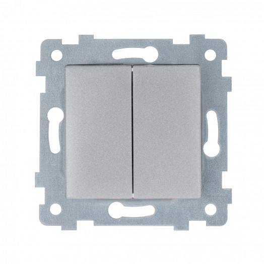 Мария Механизм выключателя двухклавишного скрытой установки С510-439  Алюминий