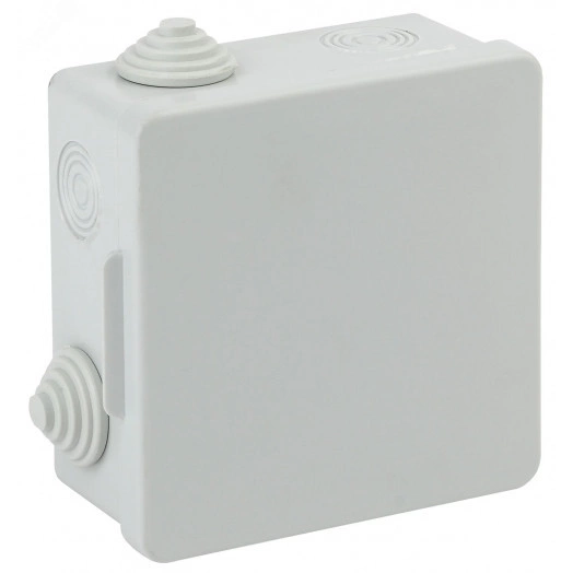 Коробка распаячная открытой установки КОР 100х100х50мм с гермовводами 8 входов IP54