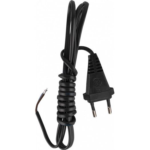 Шнур сетевой с вилкой  ШВВП 2х0,5 черный 1,7 м