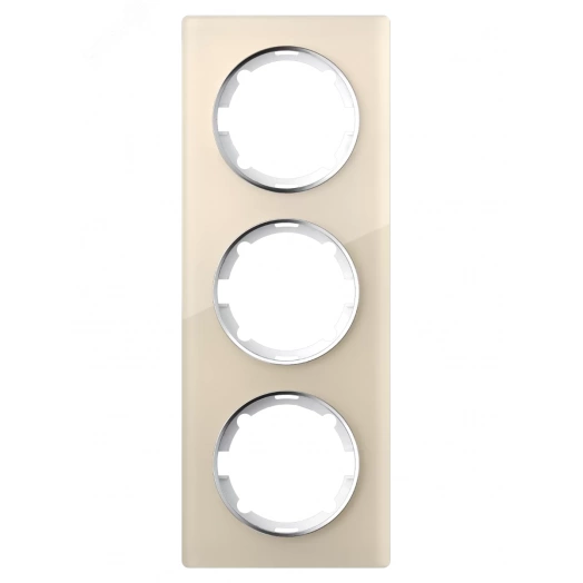 Рамка вертикальная стеклянная тройная, цвет бежевый