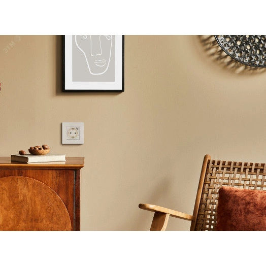 Розетка с заземлением с USB тип C - Etika - со шторками 16А 250В 1500мА 7,5Вт безвинтовые зажимы - слоновая кость