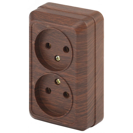 Розетка 2х2P, 16А-250В, ОУ, Quadro, венге