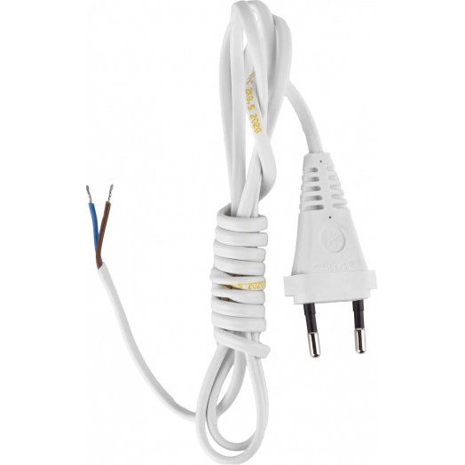 Шнур сетевой с вилкой  ШВВП 2х0,5 белый 1,7 м