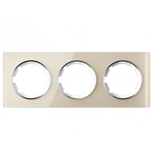 Рамка горизонтальная стеклянная тройная, цвет бежевый