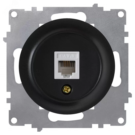 Розетка телефонная 1xRJ11, цвет чёрный (серия Florence)