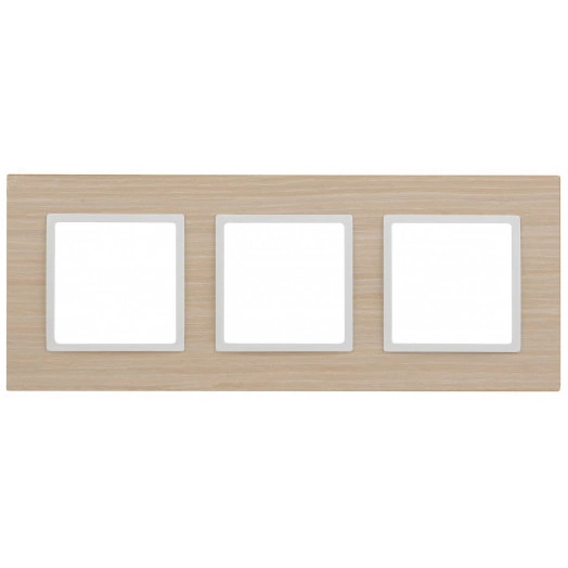 Рамка на 3 поста, дерево, Эра Elegance, белён.дуб-бел (5/25/1600) 14-5303-01
