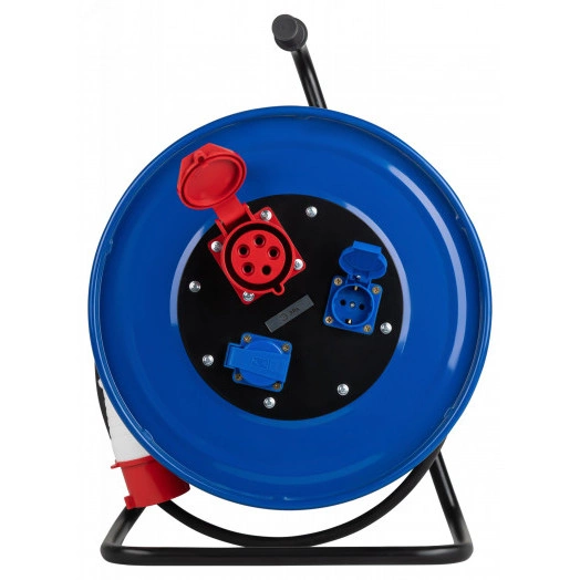 Удлинитель силовой IND380-RM-3e-5x2,5-50m-IP44 380В на катушке 3 розетки 1xCEE 5P/2xSCHUKO 50м КГ 5х2,5 32А IP44