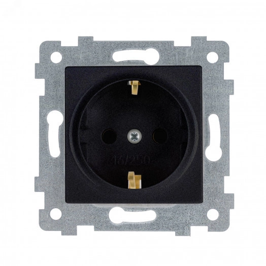 Аксиома  Механизм розетки одноместной с заземляющим контактом скрытой установки РС16-453 Оникс
