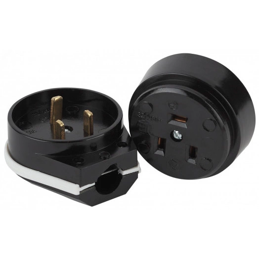 Соединитель Intro электрический 2P+E (СЭ.РВШ32-001), 32А-250В, ОУ, карболит (6/36/1080), Разъем РШ-ВШ 32А 250В 2P+E (ОУ)