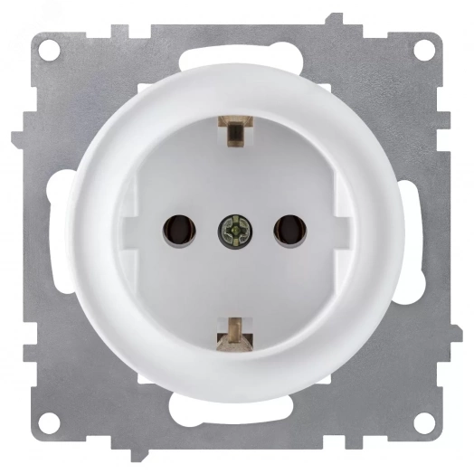Розетка с заземлением, винтовые контакты, цвет белый (серия Florence)