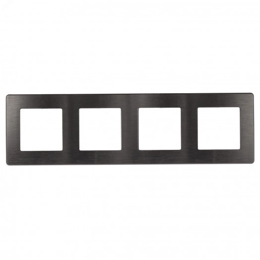 Рамка для розеток и выключателей Серия 12 12-5104-12 на 4 поста, Сатин, графит