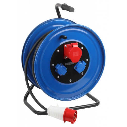 Удлинитель силовой IND380-RM-3e-5x4-30m-IP44 380В на катушке 3 розетки 1xCEE 5P/2xSCHUKO 30м КГ 5х4 32A IP44