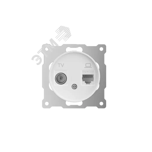 Розетка двойная антенна/компьютер TV/RJ45 кат.5e, цвет белый (серия Florence)