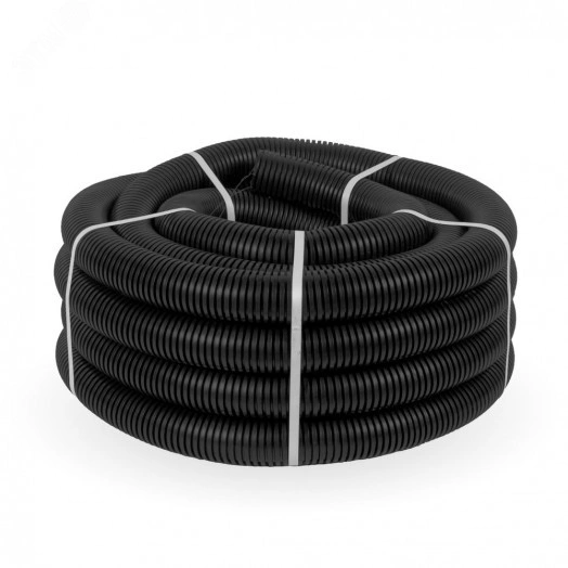 Труба гофрированная ПВХ легкая 350 Н черная с/з   d50 мм (15 м/660 м уп/пал)