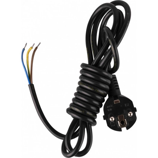 Шнур сетевой с вилкой ПВС 3х1,5-81 черный 2,0 м