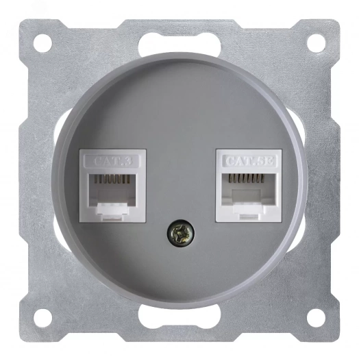 Розетка двойная телефон/компьютер RJ11/RJ45 кат.5e, цвет серый (серия Florence)