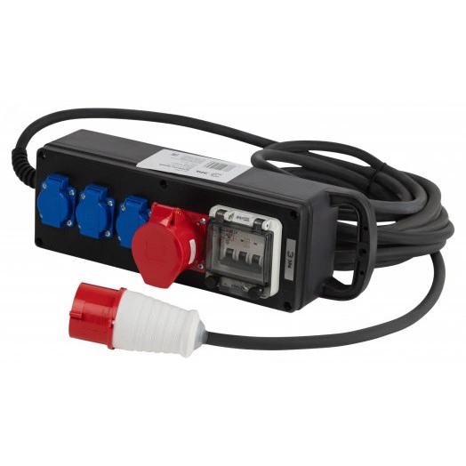 Удлинитель силовой IND380-RM-3e-5x4-50m-IP44 380В на катушке 3 розетки 1xCEE 5P/2xSCHUKO 50м КГ 5х4 32A IP44