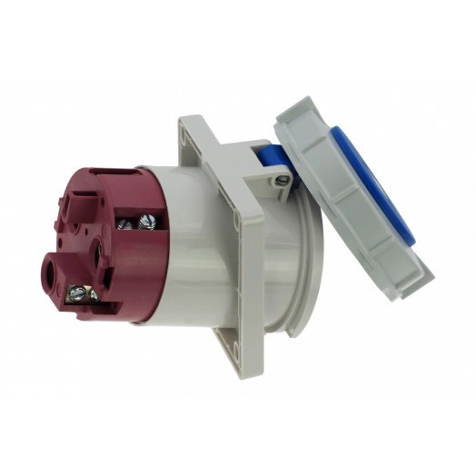 Розетка встраиваемая наклонная 125A/230V/1P+N+E/IP67, фланец 110x114
