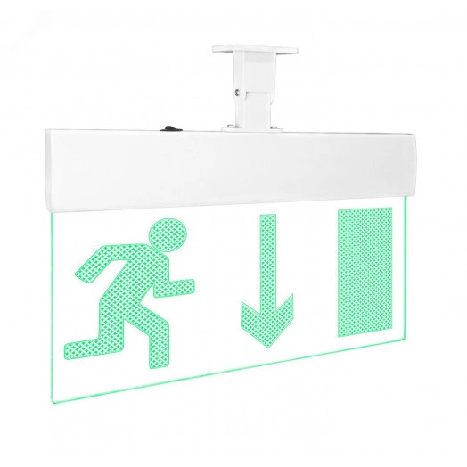 Оповещатель световой с резервным источником питания Молния-220-РИП Ультра Человек вправо стрелка вниз в дверь зеленые светодиоды